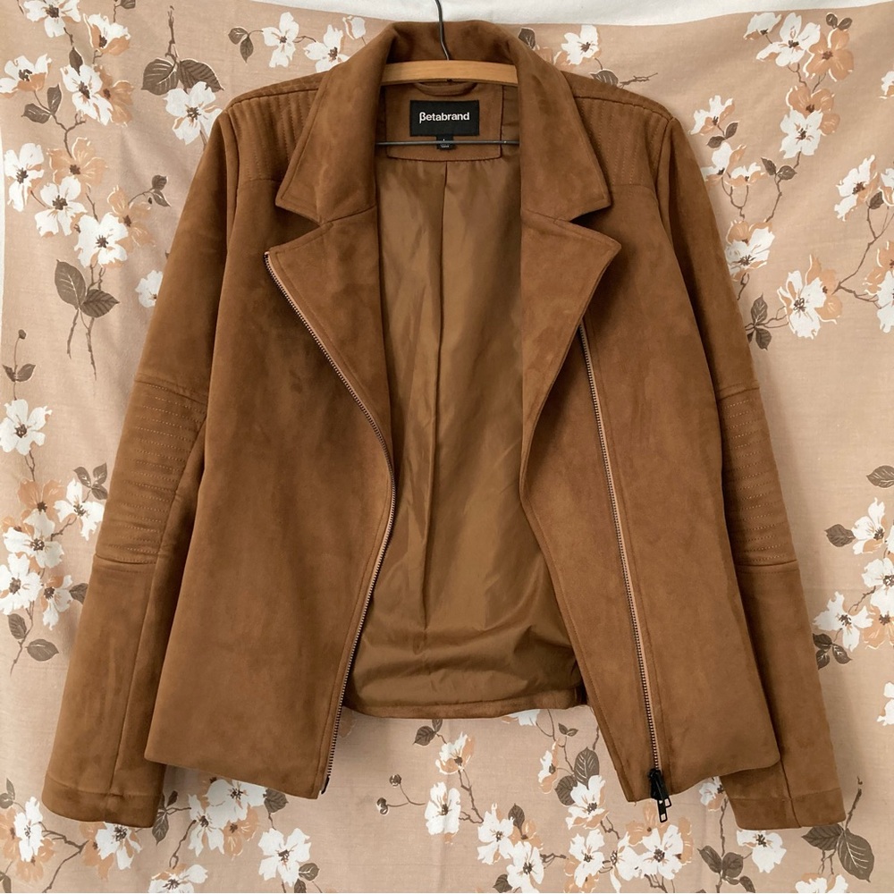 Betabrand Faux Suede Moto Jacket - L
